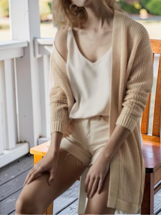 Banana Republic Sweaters - Banana Republic Cream Open-Front Waffle Knit Cardigan